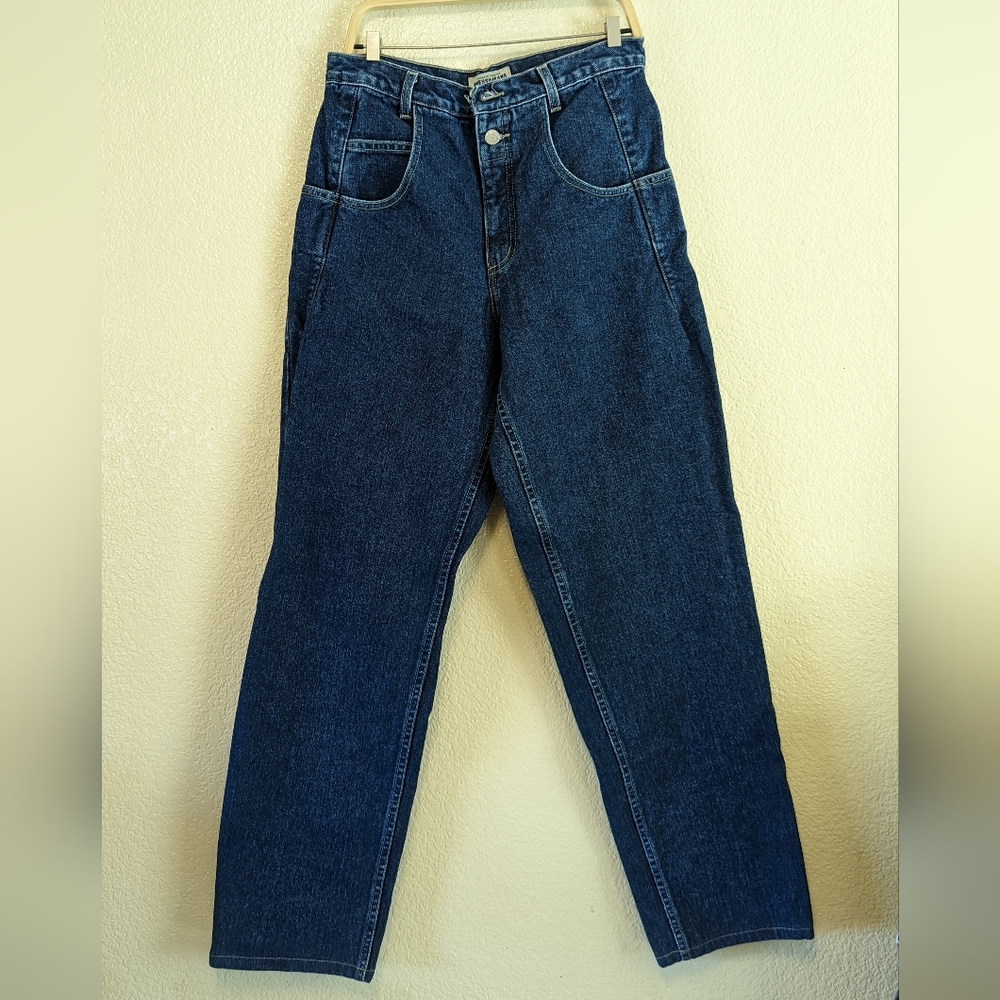Vintage GUESS 90s Mom Blue Jeans High Rise Tapered Straight Leg Green Label 28"